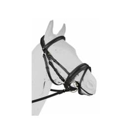 Bridon Zaldi Modèle San Jorge. Rêne Simple. Blanc-Noir Complet