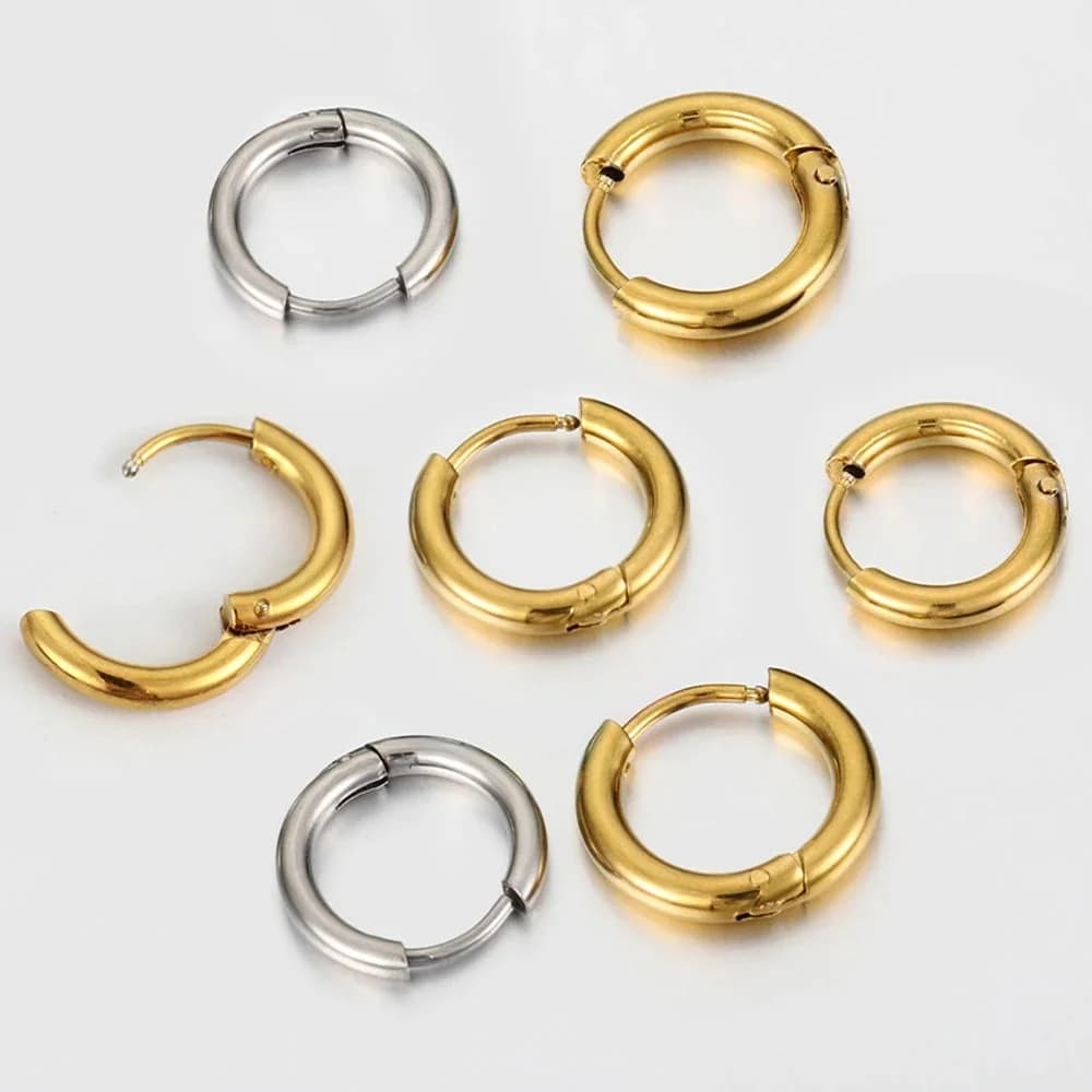 10 pièces boucles d'oreilles en acier inoxydable femmes boucles d'oreilles hommes Punk Hiphop Bijoux cadeaux mode couleur or Bijoux Piercing