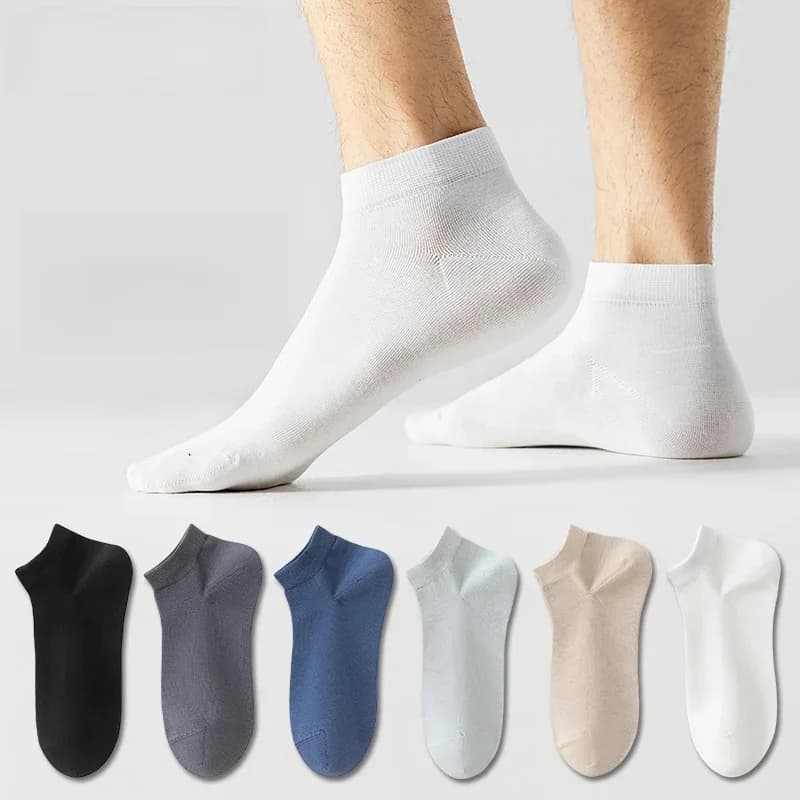 6 paires de chaussettes en coton peigné pour hommes, de haute qualité, courtes, respirantes, anti-odeur et antibactériennes, pour affaires,