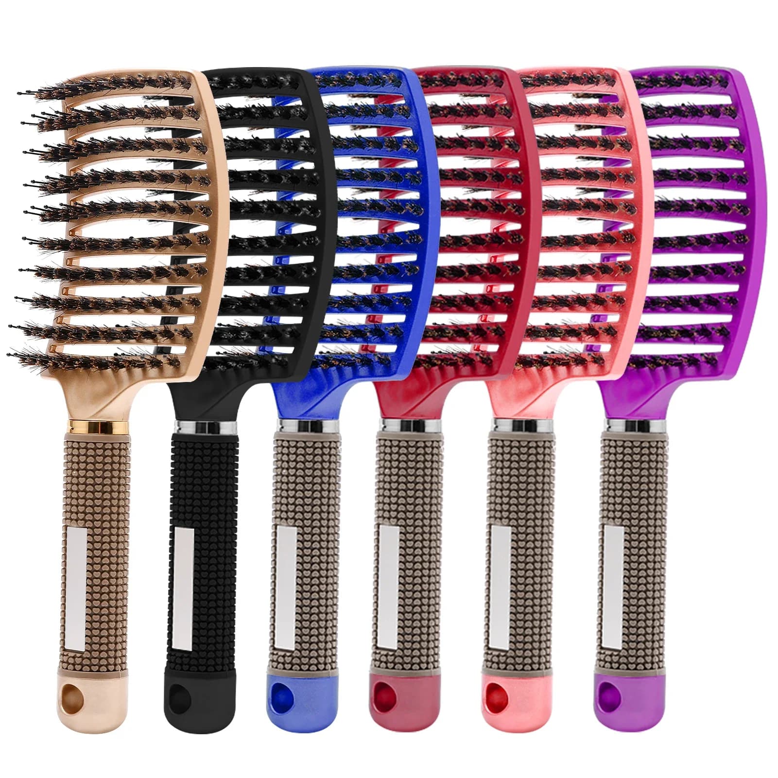 Brosse à cheveux en nylon pour femmes, poignées de peigne, poils de pêche, support de massage, coiffure bouclée, outils de coiffure de salon