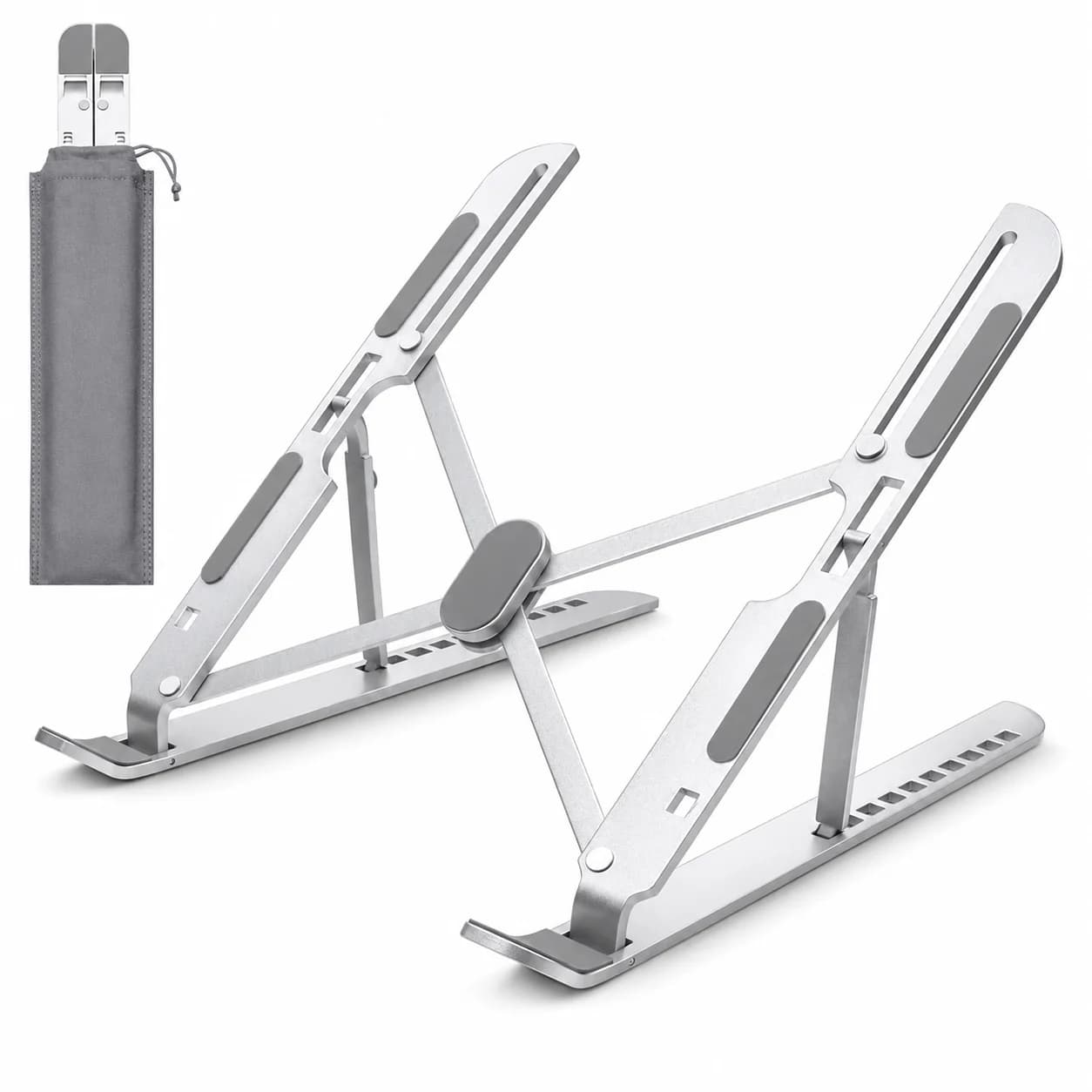 Support pour ordinateur portable, support pour ordinateur portable réglable sur 10 niveaux, support pour ordinateur portable pliable pour bureau,