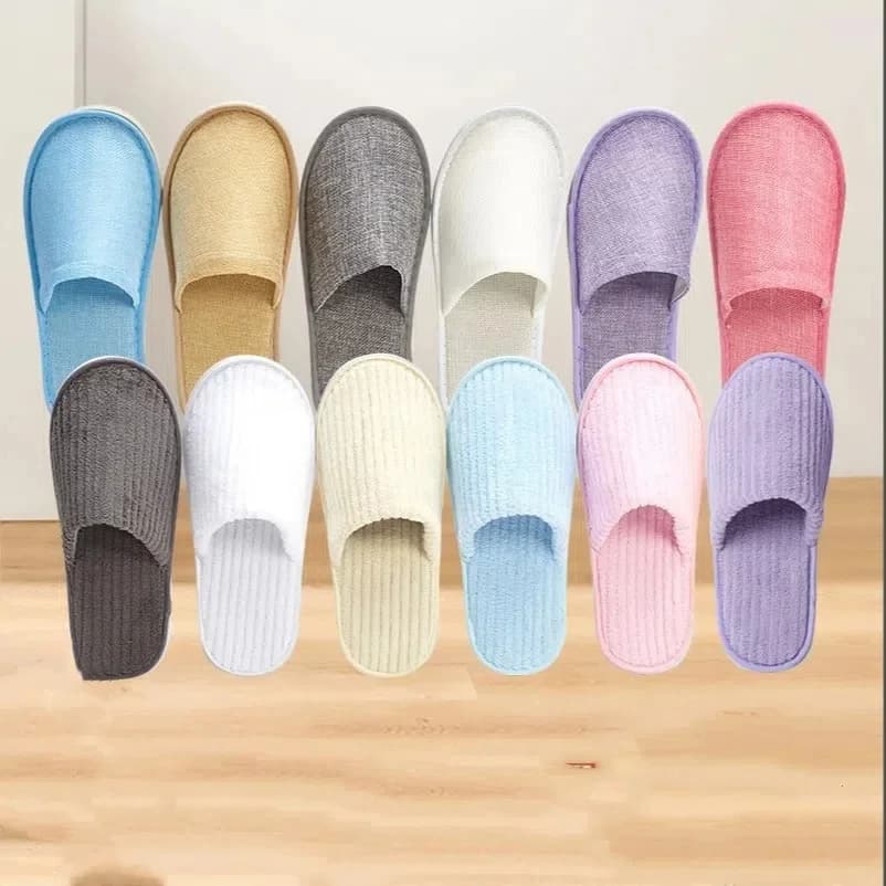 Pantoufles jetables pour hommes et femmes, 5 paires/lot, pantoufles d'invitées d'hôtel, diapositives en coton, pantoufles de SPA de voyage à