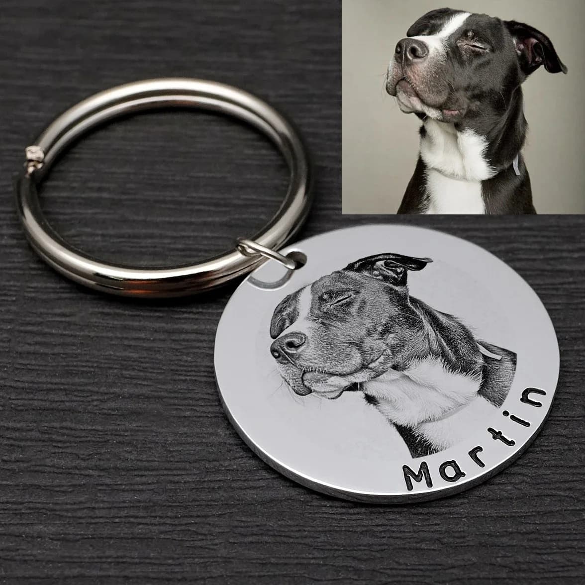 Plaque d'identification personnalisée pour chien avec photo, nouvelle médaille pour collier de chien, cadeau pour chiot, accessoires pour chien,