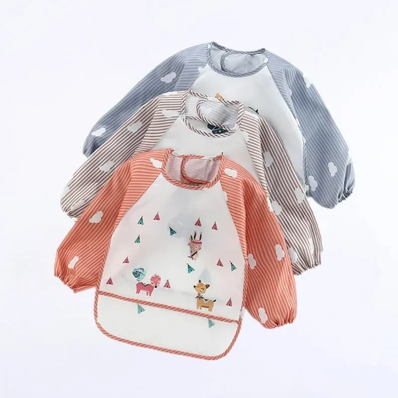 Bavoirs imperméables pour bébé de 0 à 3 ans, joli dessin animé coloré, pour nourrissons, manger des enfants, dessin, tablier de poche à manches