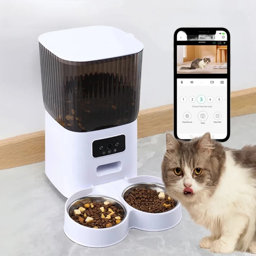 Distributeur automatique de nourriture pour animaux de compagnie 5L avec caméra, distributeur intelligent de nourriture pour chats et chiens, WiFi,