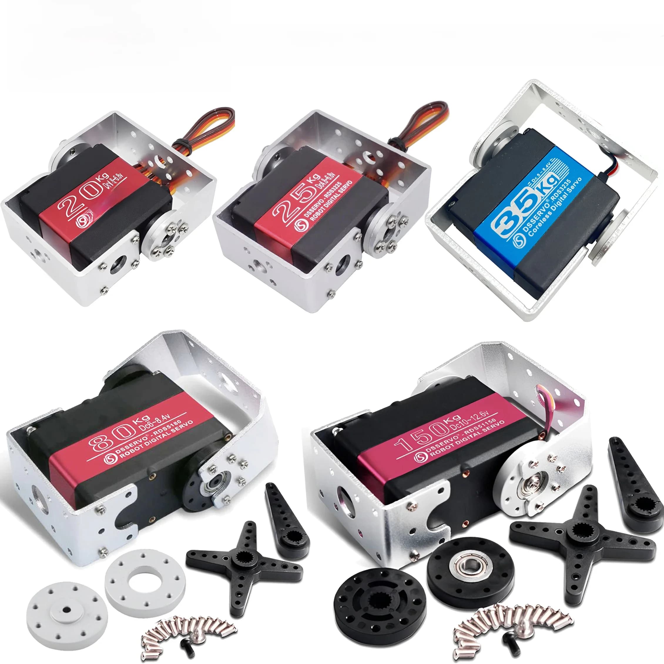 RDS3218 RDS3225 RDS3235 RDS5160 RDS5180 RDS51150 Servo numérique en métal à couple élevé Robot à main Servo 60KG 80KG 150KG