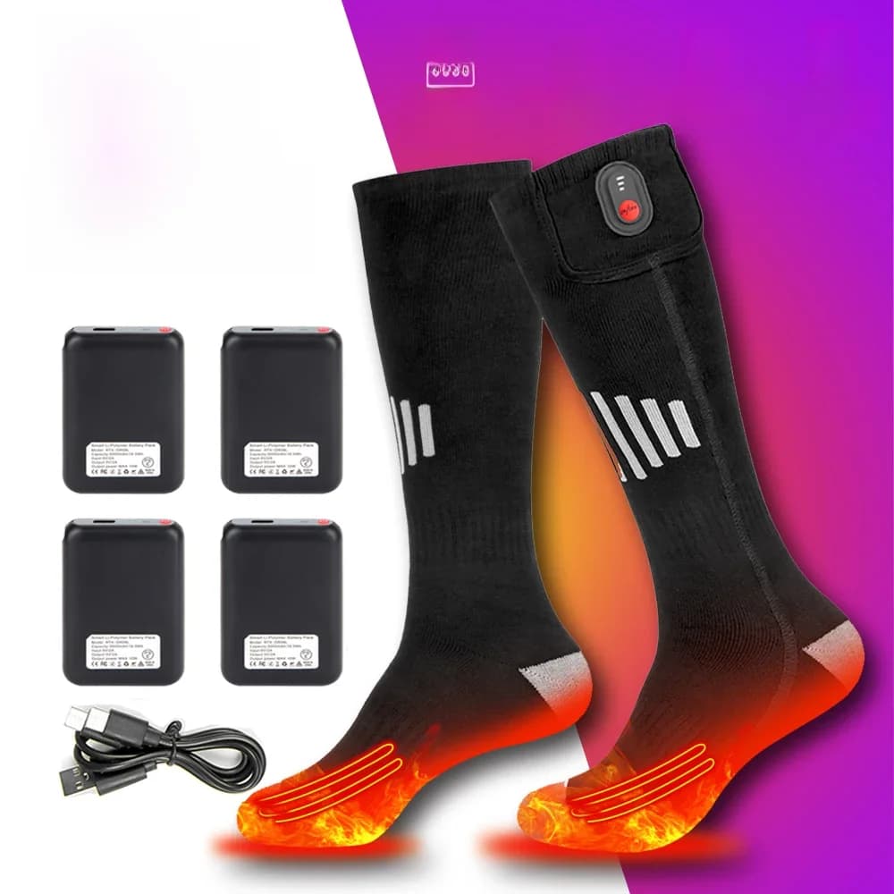 Chaussettes chauffantes d'hiver chaussettes chauffantes rechargeables pour USB 5000 mah chaussettes chauffantes chaleur bottes chauffantes