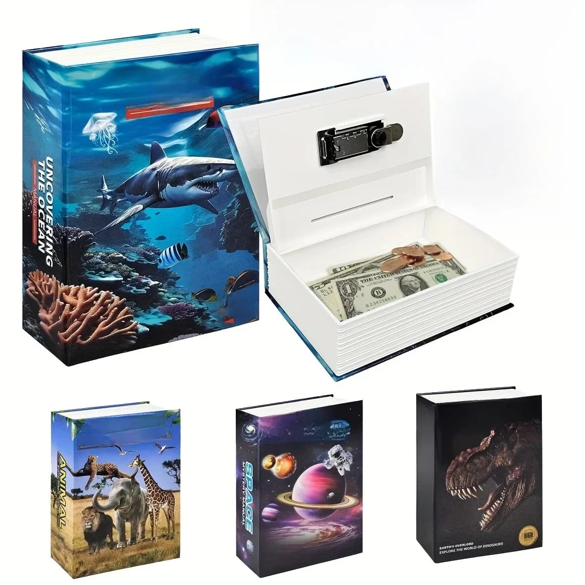 Nouvelle coffre-fort en forme de livre avec serrure à combinaison – Coffre-fort caché et coffre-fort de rangement secret pour enfants, cadeau