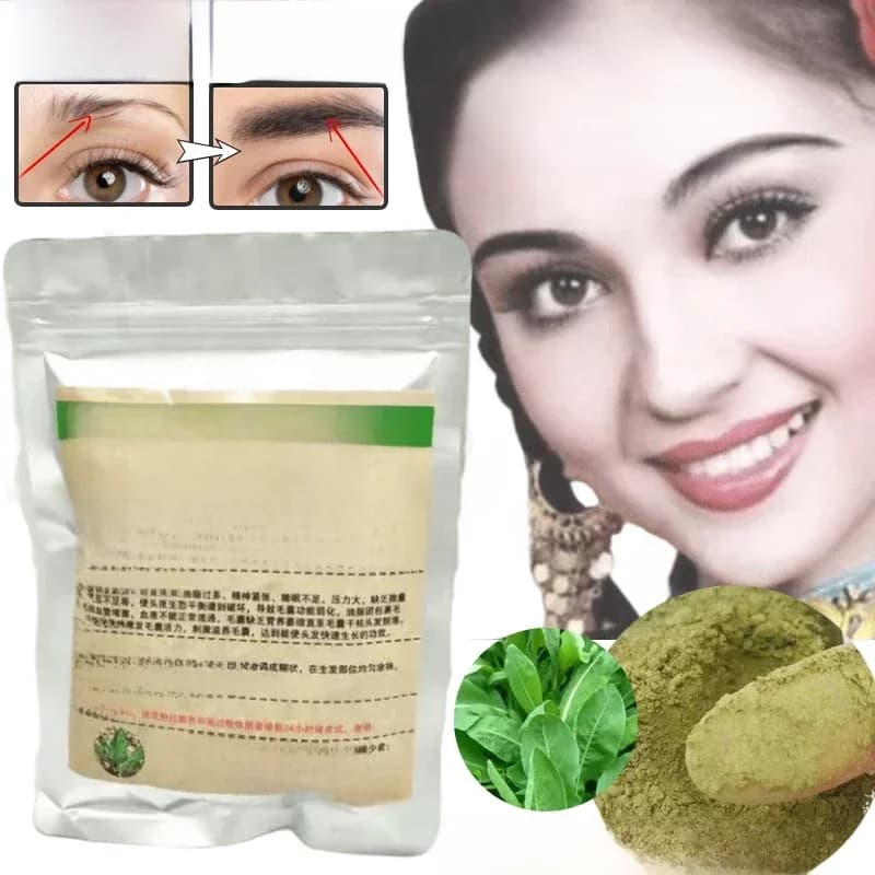 Usman poudre d'herbe Pure Usma plante verte Anti-perte nourrissant racine de cheveux follicule délié sourcils épais cils maquillage