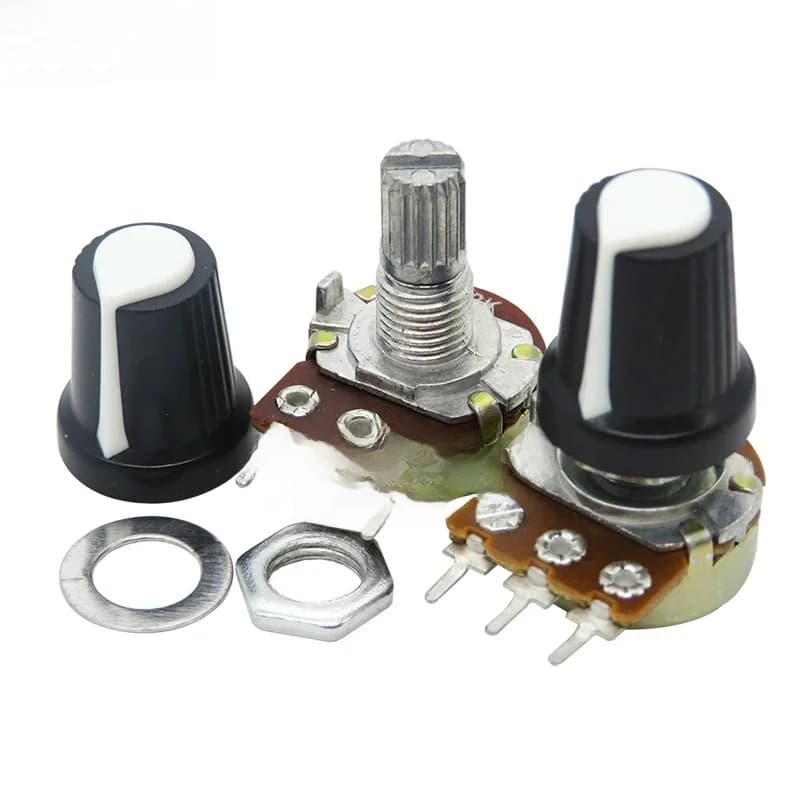 5 ensembles WH148 1K 10K 20K 50K 100K 500K Ohm 15mm 3 broches résistance de potentiomètre rotatif conique linéaire pour Arduino avec capuchon blanc