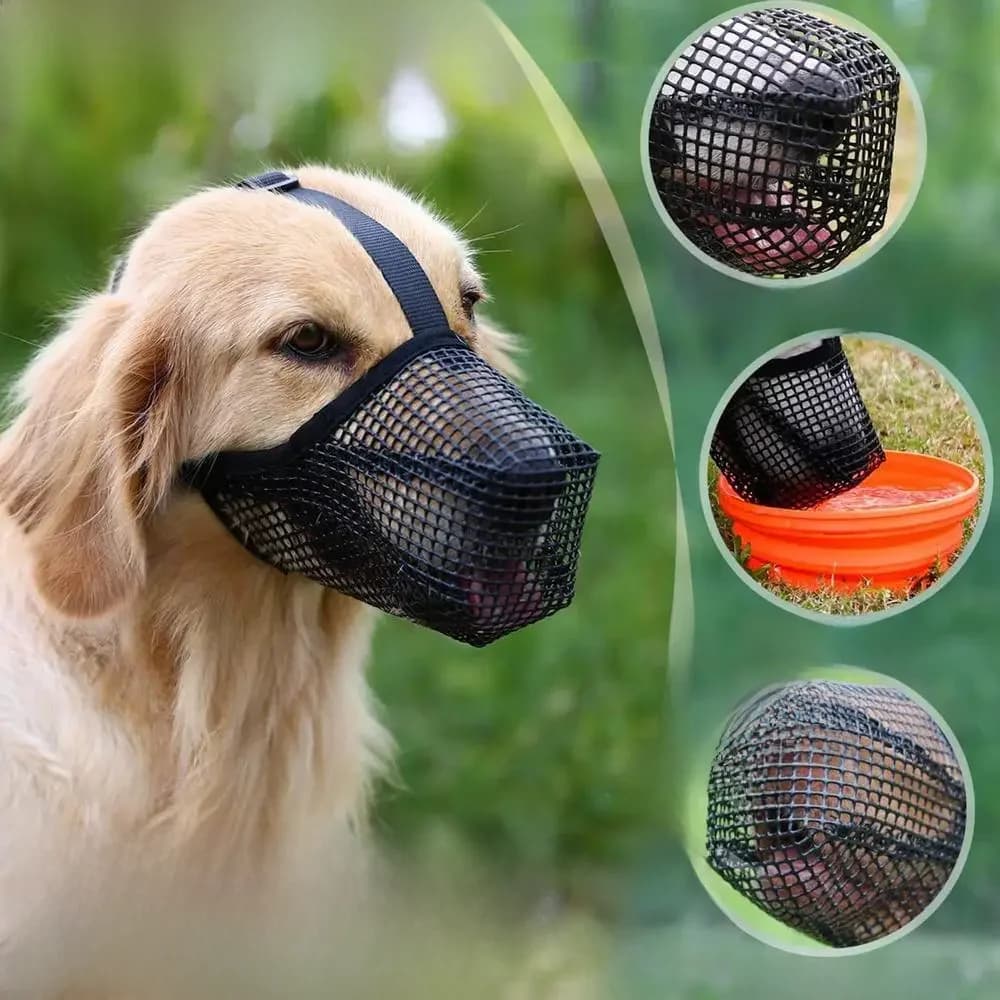 Muselière pour chien, muselière couverte en maille douce, Protection d'appât empoisonnée avec sangles réglables, empêche les morsures, à