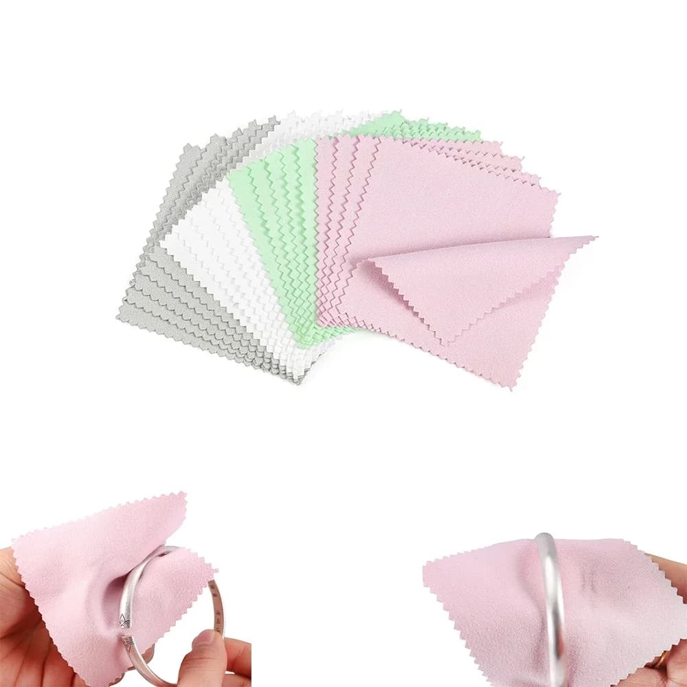 10-50 pièces, tissu de polissage, couleur argent, nettoyage, chiffon de polissage doux, chiffon d'essuyage pour outil de bijoux argent or