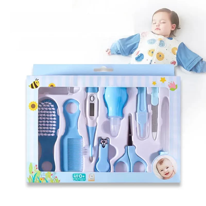 Kit de soins de santé pour bébé, 10 pièces/ensemble, pour enfants, ongles, cheveux, thermomètre, brosse de toilettage, tondeuse, anneau de
