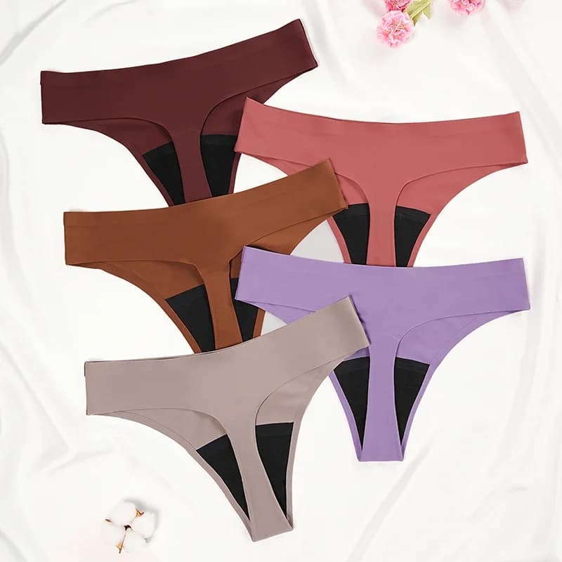 Nouveau Design sans couture taille basse étanche 4 couches culotte menstruelle lavable flux léger période culotte pour femmes string