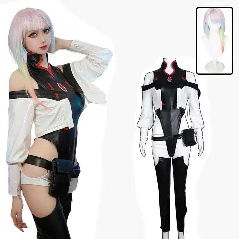 Costume de Cosplay Cyberpunk Edgerunners Lucy pour Femme, Combinaison de Batterie, Veste et Perruque Complète, Tenue d'Halloween