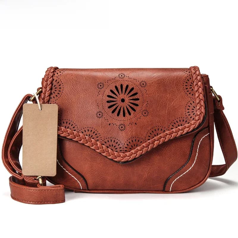 Annmouler marque femmes sac à bandoulière Vintage en cuir Pu sac à bandoulière évider dames sacoche sac marron rétro sac à main pour les filles