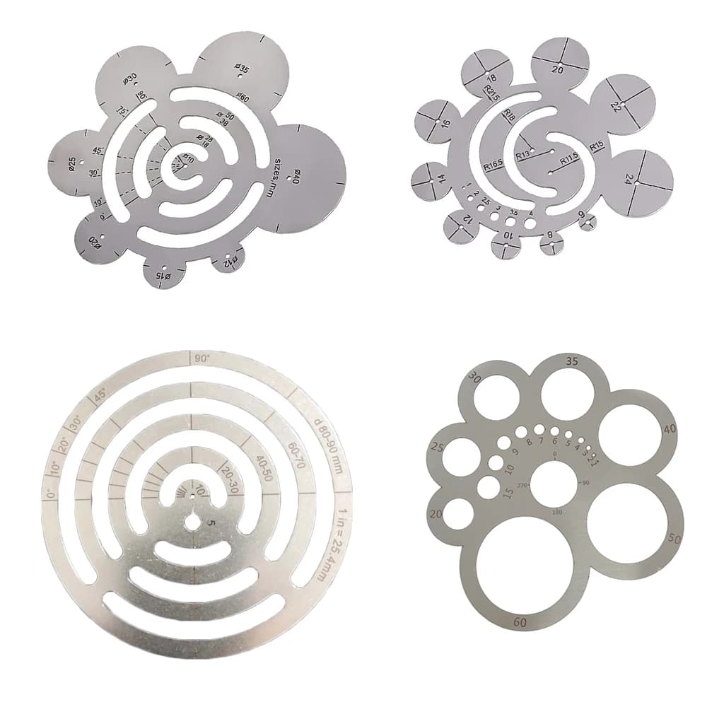 Outils de coupe ronds en cuir, règle d'angle en métal, cercle, gabarits de poinçon en cuir