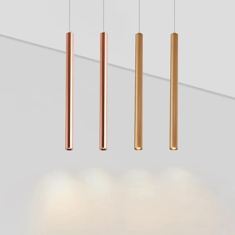 Nouveau pendentif LED Long Tube argent cuivre Rose doré lampe île Bar comptoir boutique salle cuisine luminaires lampe à main Luminaire lumière