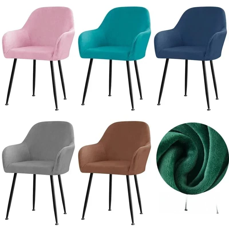 Housse de chaise à bras haut en velours, housse de chaise de salle à manger élastique, en tissu lavable, pour chaises à bascule de bureau,