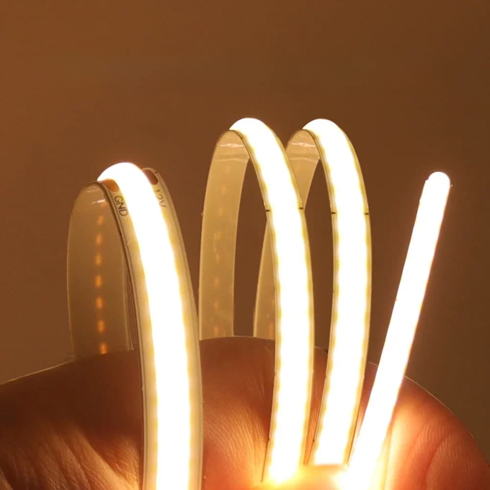 Bande lumineuse LED COB 5V 12V 24V, 320 480 384 528 LED, bande Flexible 5mm 3mm 8mm PCB blanc naturel chaud, lumières linéaires haute densité