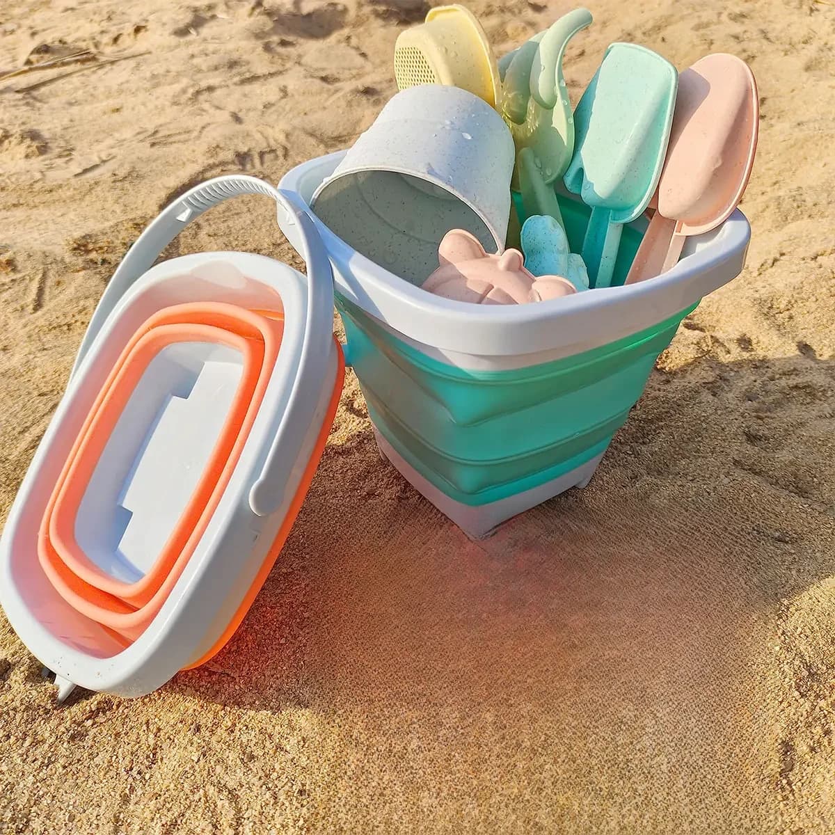 Ensemble d'eau de jeu de sable de plage, seau pliant, jouets d'été pour enfants, jeu de plein air, bac à sable, accessoires couleur aléatoire,