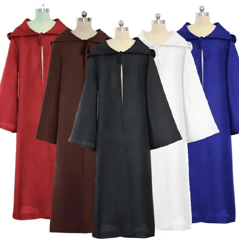 Robe de Moine à Capuche pour Enfant et Adulte, Costume de Cosplay d'Halloween, Cape Noire et Blanche, Tunique de Magicien, Nouvelle Collection