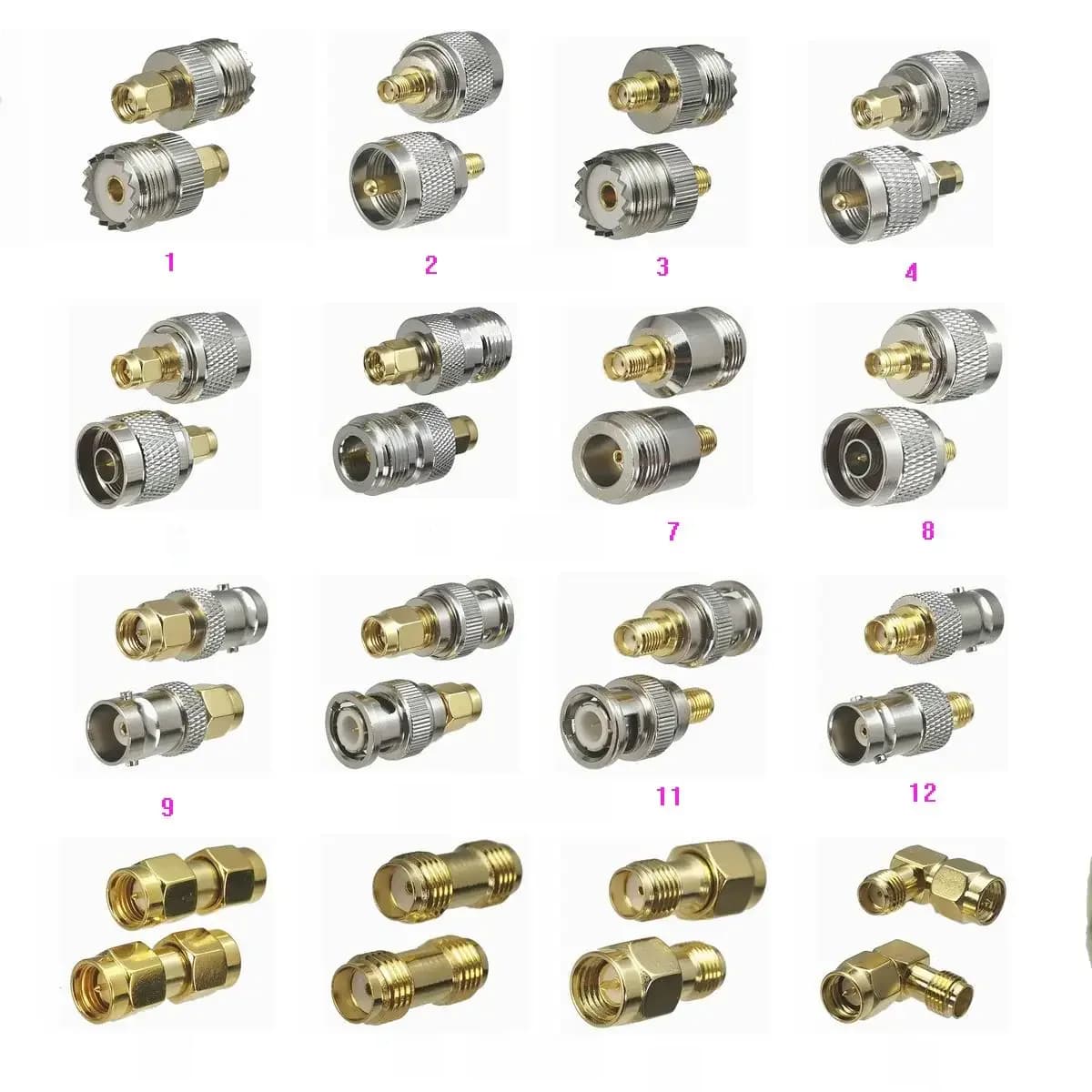 1 pièce Adaptateur Connecteur SMA vers UHF PL259 SO239 / N / BNC / SMA Prise Mâle & Prise Femelle RF Coaxial Laiton Droit Neuf FJP-830