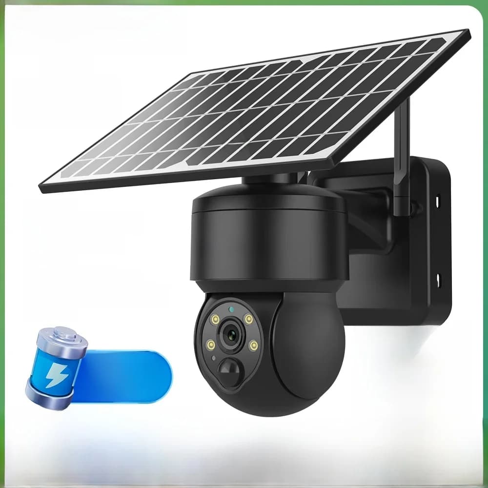 INQMEGA Tuya Smart Life Caméra solaire 6MP WiFi PTZ, caméra de sécurité CCTV sans fil, suivi humain PIR, vision nocturne couleur, IP65