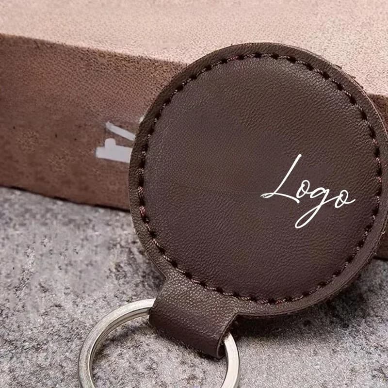 10 pièces/ensemble Logo gratuit porte-clés en cuir PU vierges porte-clés en cuir Kit bricolage personnalisé Double face porte-clés pour
