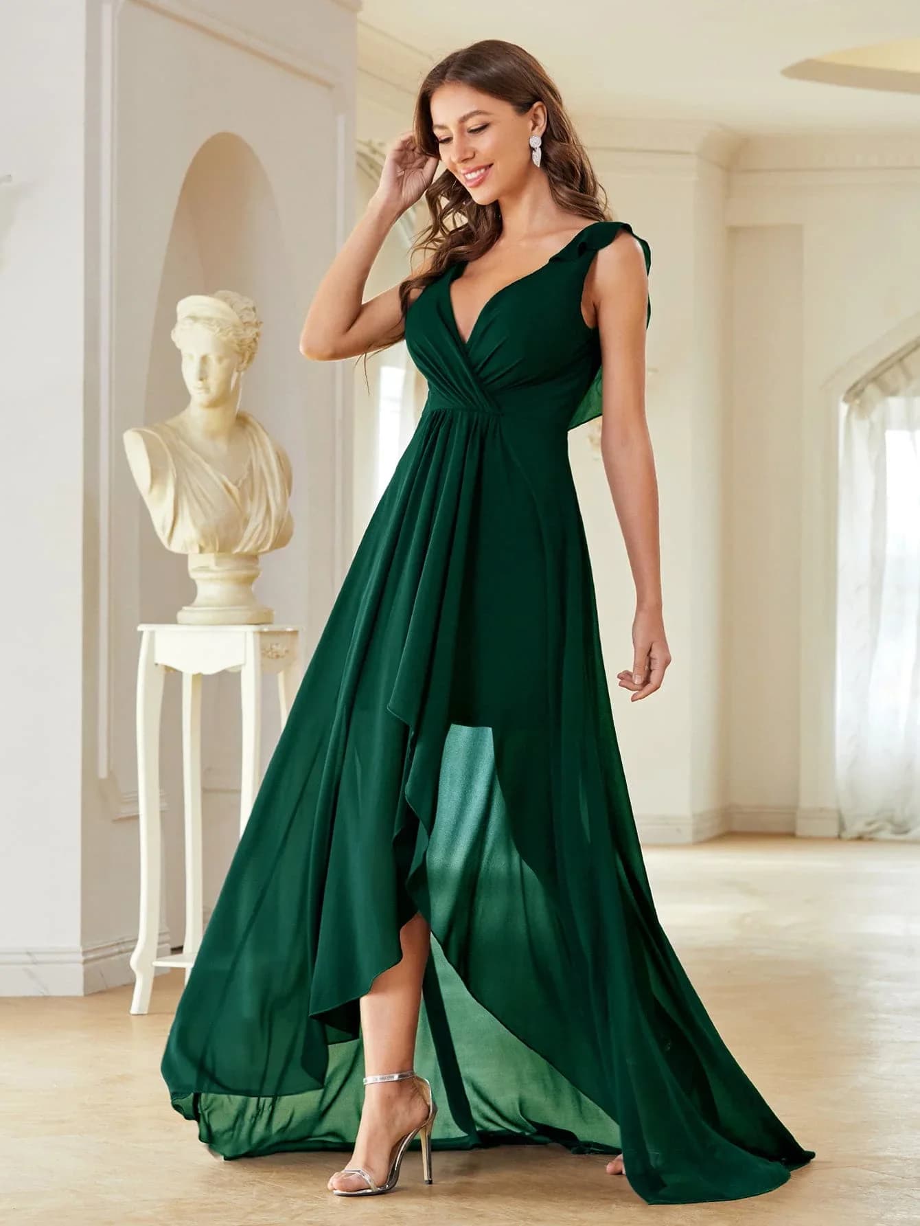 Mgiacy-Robe de Bal Surplis à Volants sur le Devant, Garniture