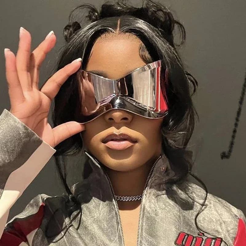 Lunettes de soleil surdimensionnées Y2K Punk sans bords pour femmes et hommes, marque de styliste Hip Hop Sport, une pièce, lunettes de soleil
