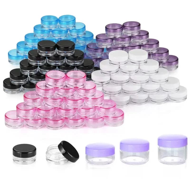 10 pièces vides 2g - 20g voyage petites couvertures colorées pots cosmétiques en plastique transparent avec couvercles pour crème pour le visage