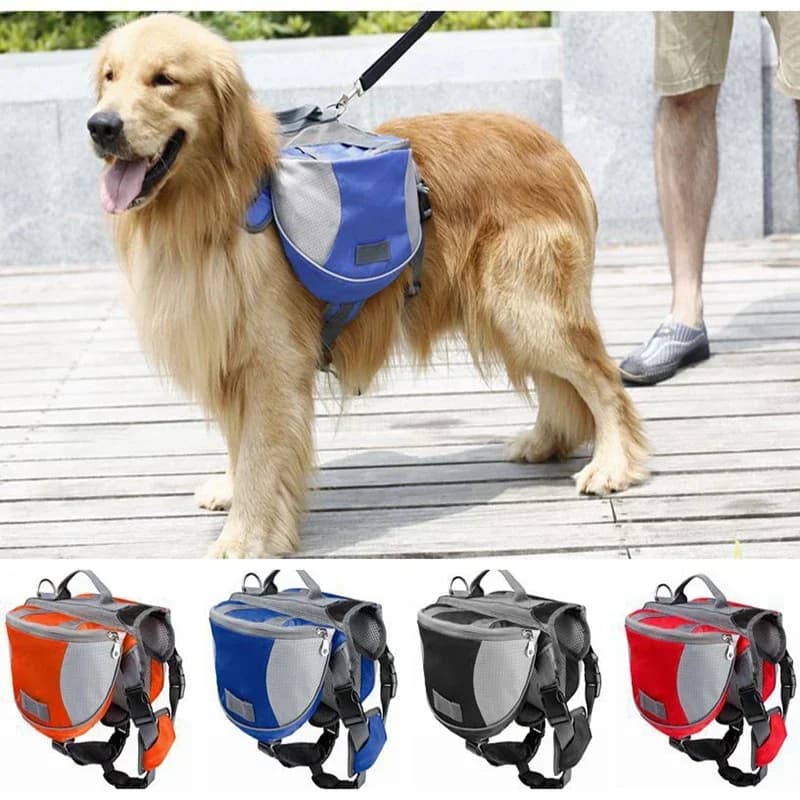 Sac à dos d'extérieur pour animaux de compagnie, grand chien réfléchissant, réglable, sac de selle, porte-harnais pour voyage, randonnée,