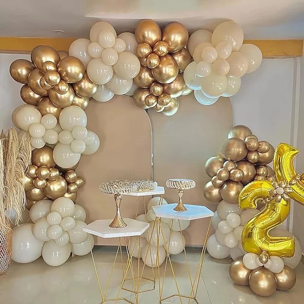 Guirlande de ballons nus en métal doré, Kit d'arc, thème ours, fête d'anniversaire pour enfants, réception-cadeau pour bébé, décoration