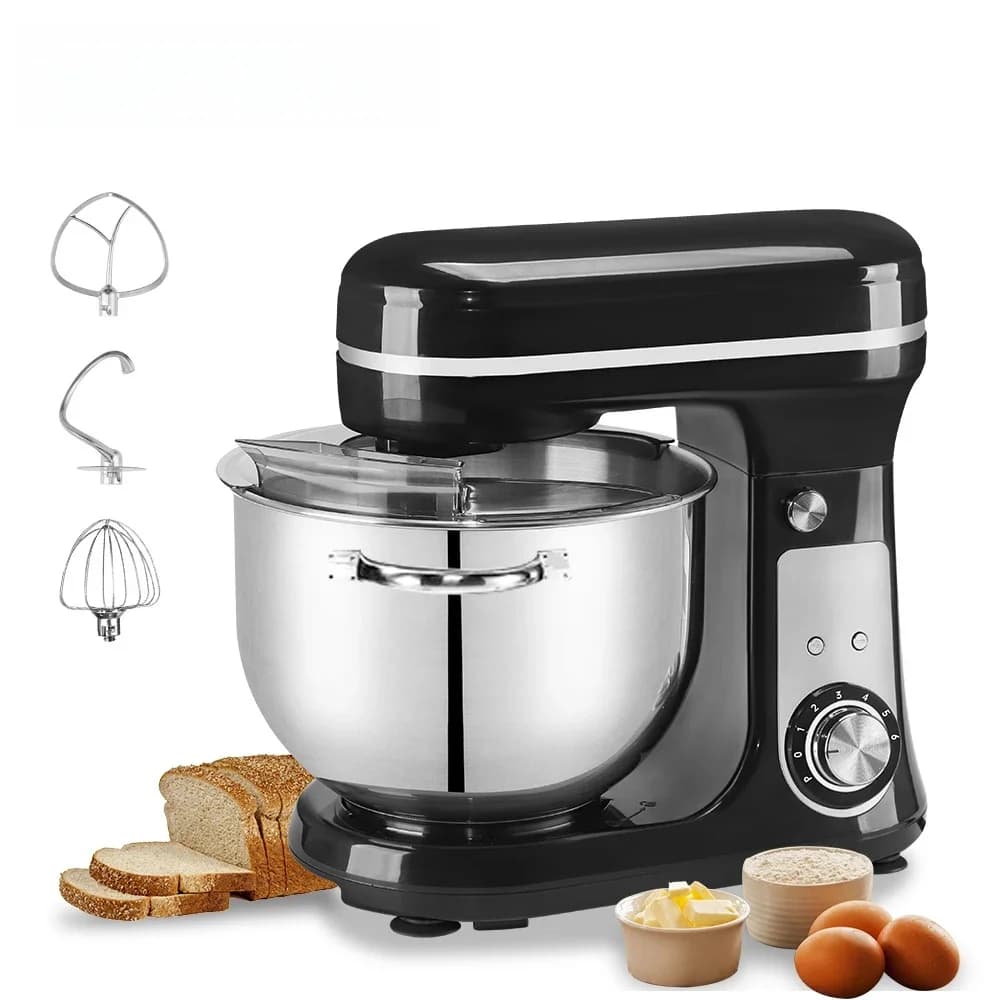 BioloMix Mélangeur sur socle de cuisine, mélangeur, moteur silencieux, fouet à œufs crème, pétrin de pâte fouet, 6 vitesses, 1200 W, 6 L, DC