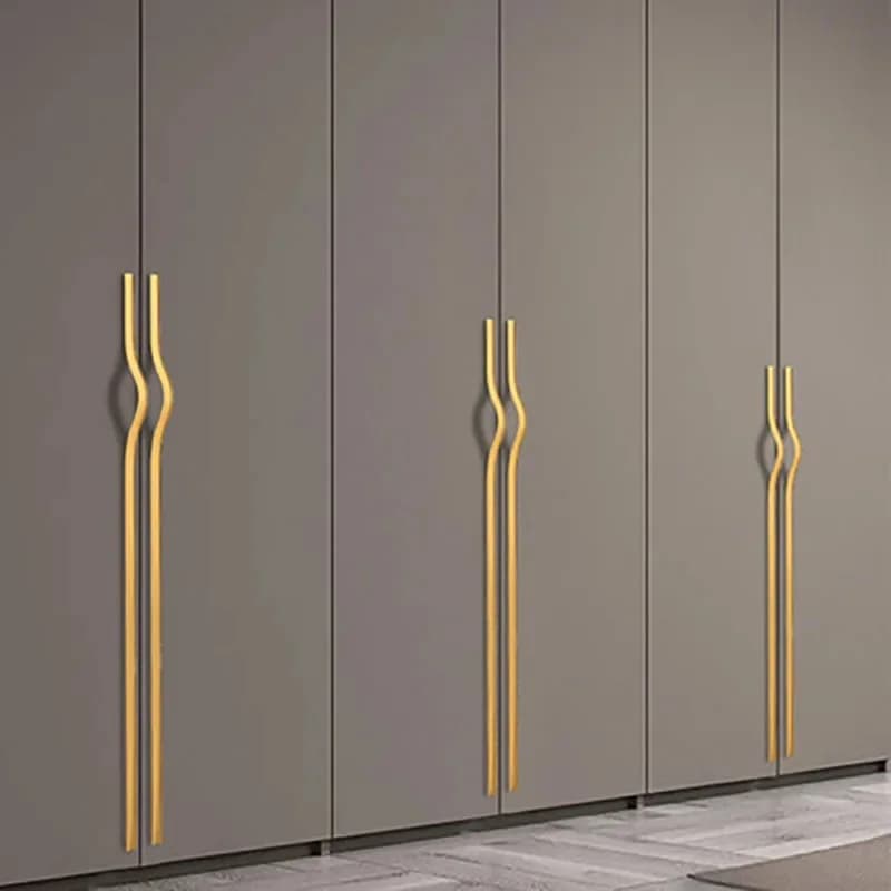Longue poignée de garde-robe pour armoire de chambre à coucher, or, noir, zinc, Foy, armoire, commode, poignée et boutons, accessoire de meubles