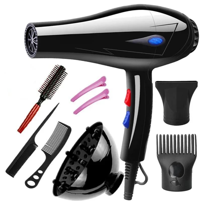 Sèche-cheveux professionnel à air chaud et froid avec prise EU pour salon de coiffure et usage domestique