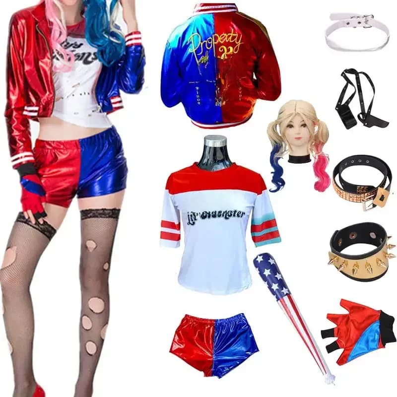 Costumes de Cosplay Harley pour filles et femmes, ensemble veste et pantalon cousus, Top qualité