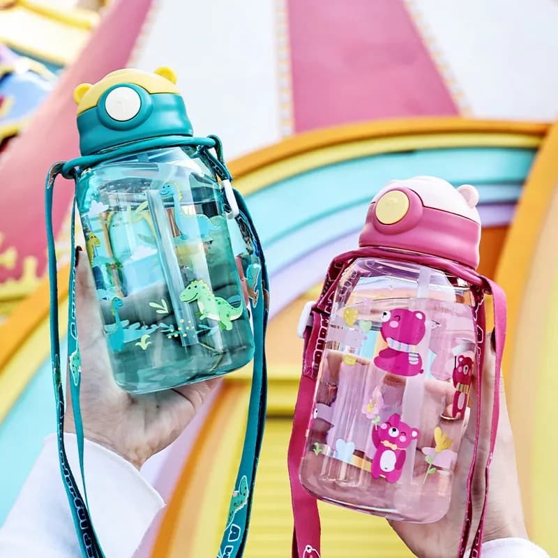 1PC enfants eau Sippy tasse enfants bouteille d'eau avec paille et poignée Portable bouteille à boire tasse enfants