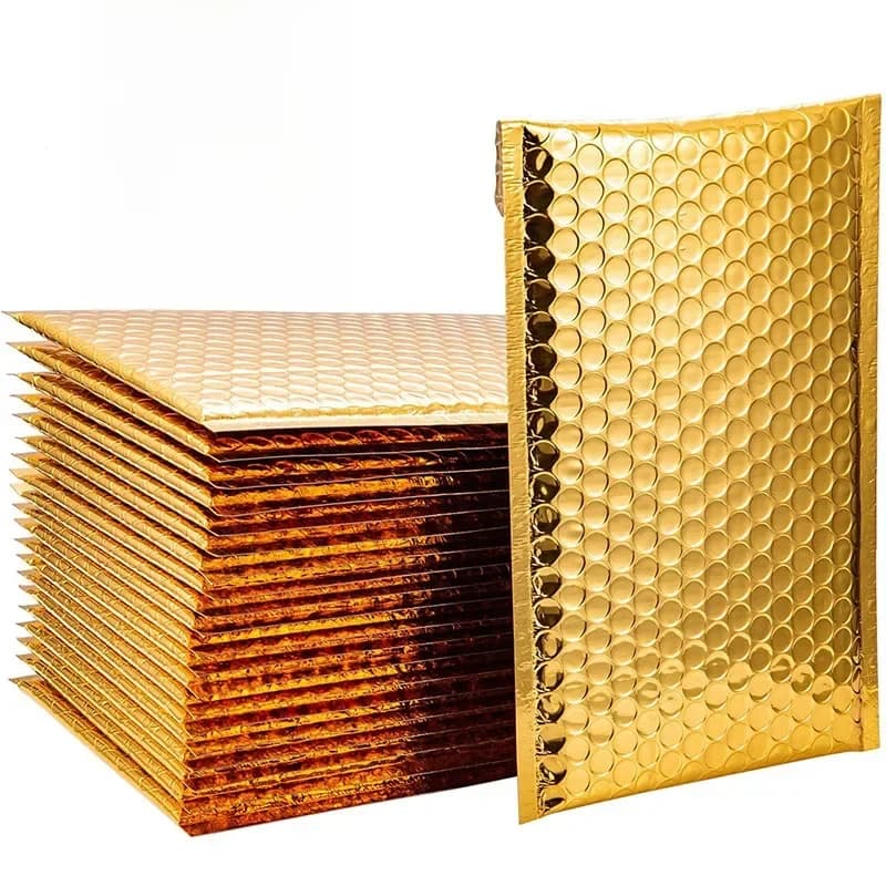 Sacs postales aluminisés imperméables à bulles métalliques dorées, 100 pièces, emballage cadeau, enveloppes d'expédition rembourrées