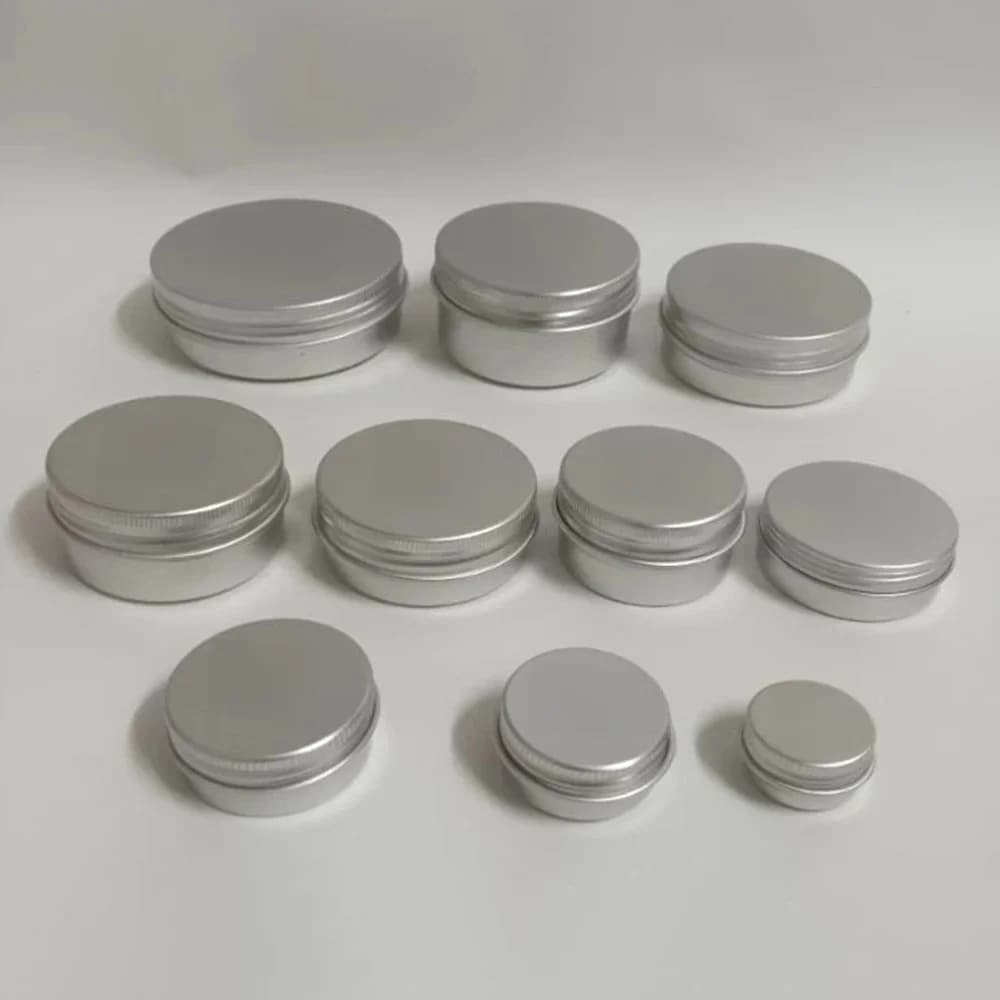 Boîte ronde vide en aluminium Portable, boîtes en métal et étain, bricolage crème argent, boîtier en aluminium,