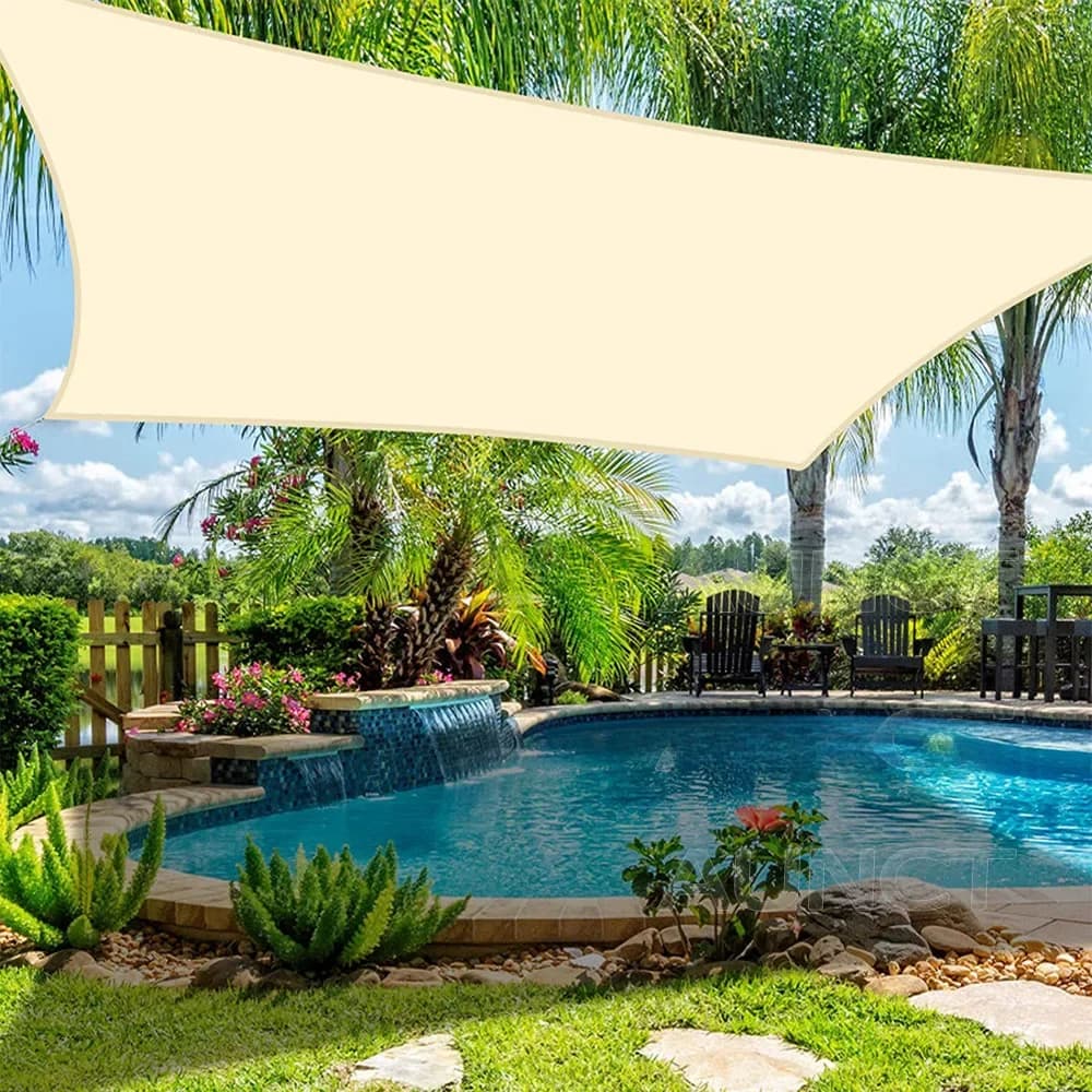 Voile d'ombrage rectangulaire carrée étanche 420D, auvent de piscine de jardin extérieur, abri solaire de Camping et de randonnée