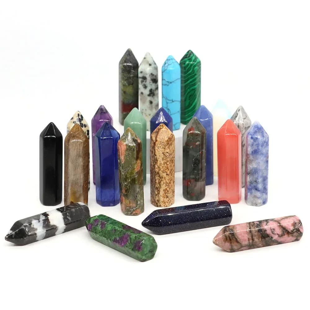 Baguette de Pointe en Clip de Charbon Naturel, Prisme Hexagonal, Obélisque, NapGems, Ornement de Tour, Massage de Guérison Reiki, Allow Yst Rose