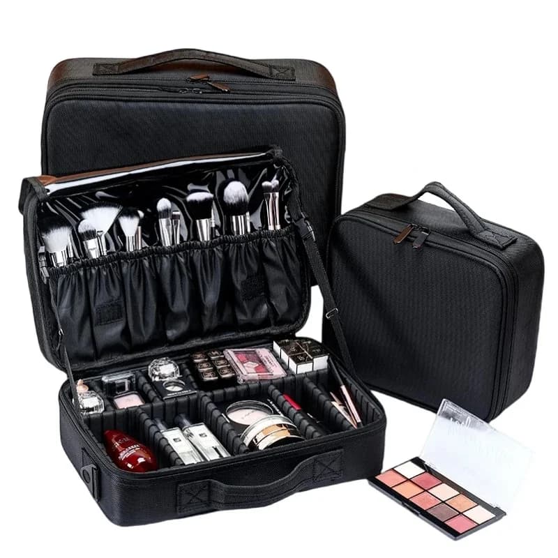 Trousse à cosmétiques professionnelle pour femme, sacs à cosmétiques en cuir, Oxford imperméable, grande capacité, étui de maquillage de voyage