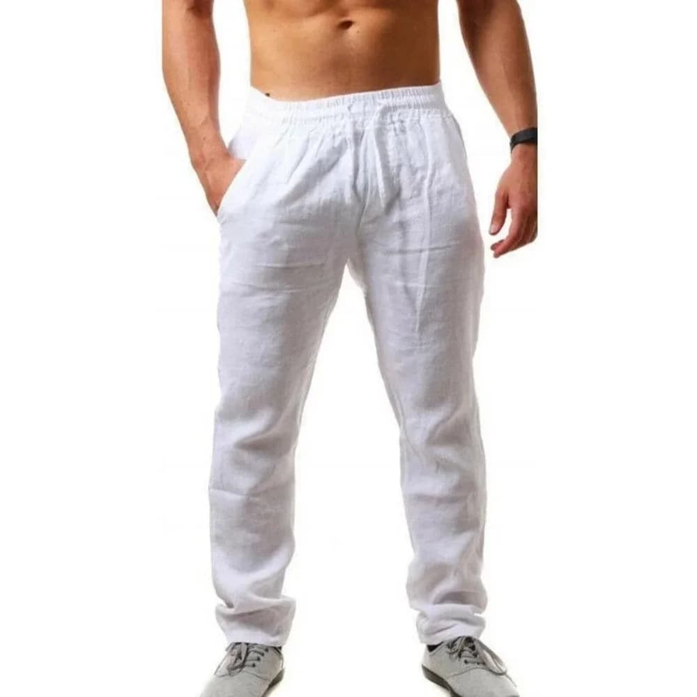 Pantalon en coton et lin pour homme, respirant, couleur unie, Fitness, Streetwear, nouvelle collection automne S-3XL