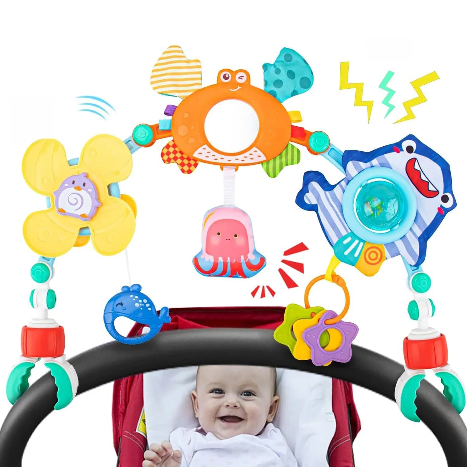 Jouets d'arc de poussette pour bébé, jouet videur, arc d'activité, jouets de motricité Fine, développement sensoriel, jouets de siège de voiture