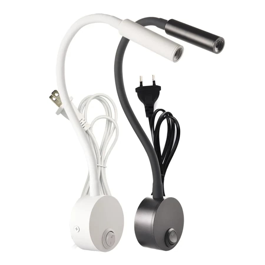 Applique murale 3W, lampe de chevet, de travail, de lecture, de bureau, luminaire mural de nuit, avec bras articulé réglable, spot LED blanc, noir,