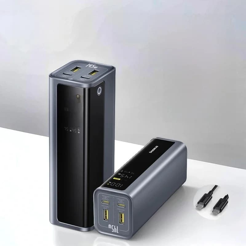 Baseus 145W batterie externe 20800mAh double USB A USB C PD 100W charge rapide affichage numérique Portable PowerBank pour ordinateur Portable