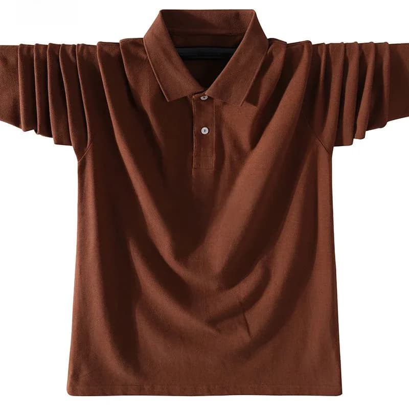Polos à manches longues pour hommes, 100% coton, haute qualité, document solide, classique, décontracté, polos zones me, vêtements à la mode,