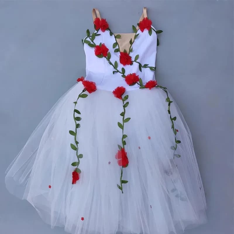 Robe de Ballet à Fleurs Blanches pour Fille, Costume de brevTutu Professionnel pour Adulte et Enfant